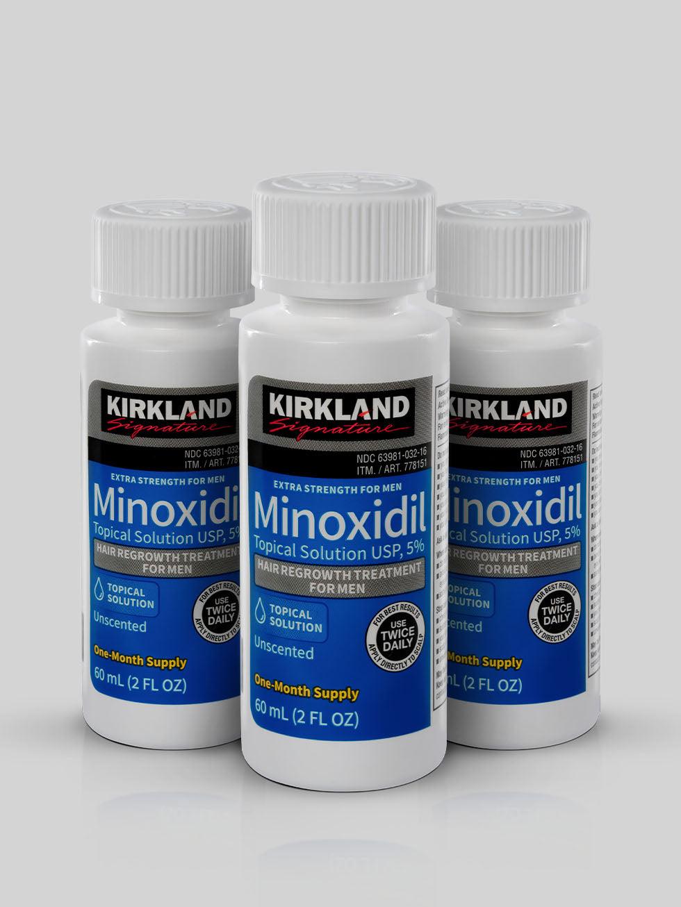 Kit Minoxidil 5% com 3 Frascos para Barba e Cabelo 1 Kit Minoxidil 5% com 3 Frascos para Barba e Cabelo