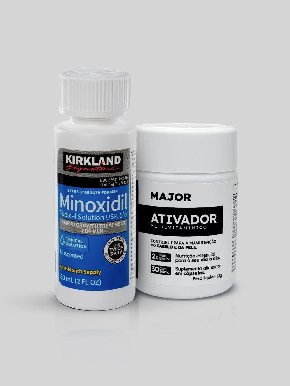 Minoxidil Kirkland 5% + Multivitamínico Ativador MAJOR 1 Minoxidil Kirkland 5% + Multivitamínico Ativador MAJOR
