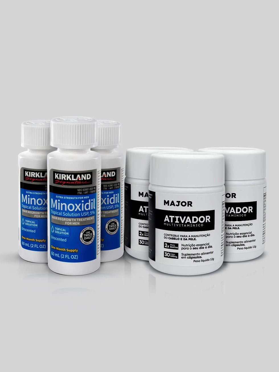 Kit 3x Minoxidil + 3x Multivitamínico Ativador MAJOR – Barba e Cabelo 1 Kit 3x Minoxidil + 3x Multivitamínico Ativador MAJOR – Barba e Cabelo