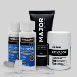 KIT LENHADOR- Minoxidil Kirkland 2un + Multivitamínico Ativador MAJOR + Esfoliante MAJOR